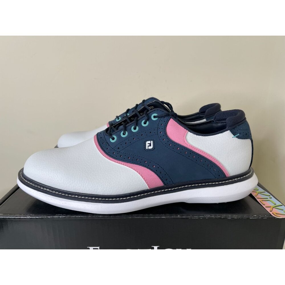 Footjoy FJ Traditions 57959 White Blue Golf Shoes Mens